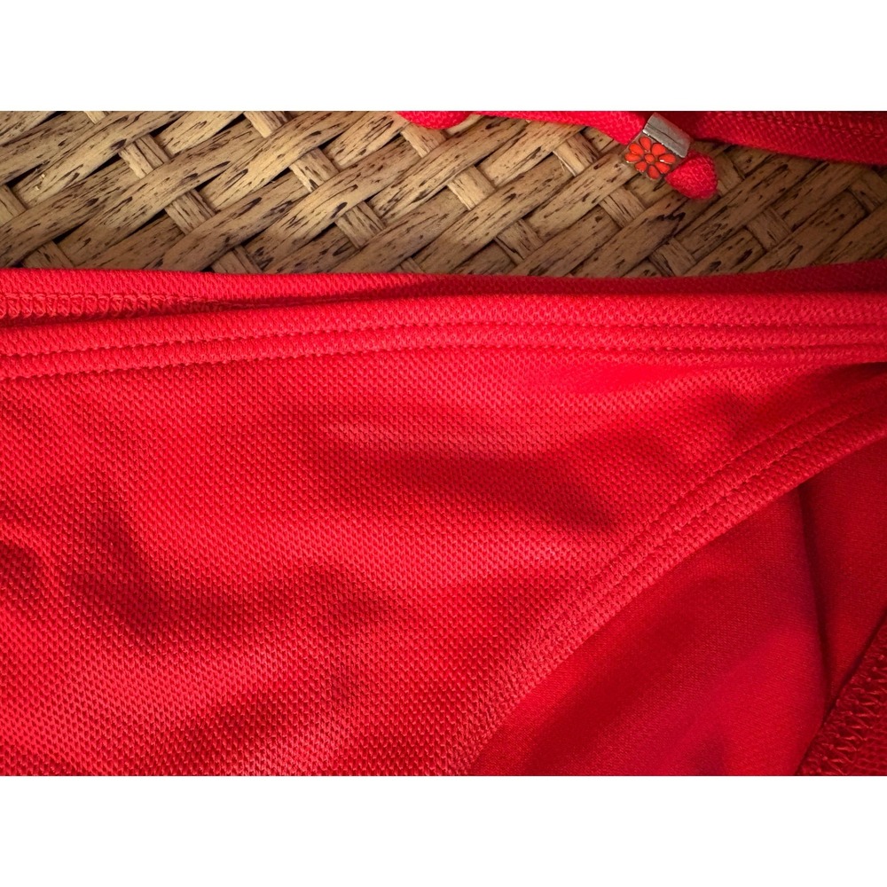 Esprit Vintage Beach Red Textured Halter Bikini Set Side Tie Bottoms XS Women's - Picture 2 of 7